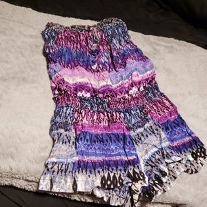 Small colorful purple strapless romper / cover up!